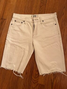 We The Free Light Beige Denim distressed shorts free people